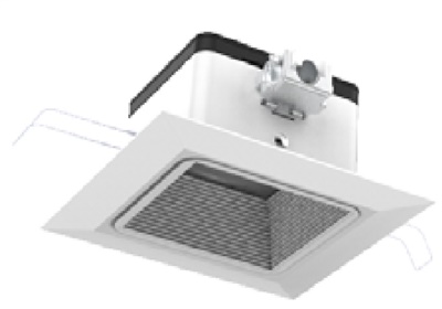 Juno JPDZ4 SQDC ALO10 SWW5WD 90CRI 120 FRPC WHZWH Podz 4" LED Downlight, Square Downlight Cone, Adjustable Lumen Output, Switchable White 2700K-5000K + WarmDim (2850K-1900K), 90 CRI, 120V Forward/Reverse Phase Cut, 5% Dim, Wheat Haze, White Trim Ring