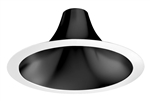 Juno Recessed Lighting L600HW-BS-WH (L6 HW BD PF) 6" LED Hyperbolic Trim, Open Reflector, Wide Distribution, Black Satin Low Iridescent Alzak Finish, White Flange