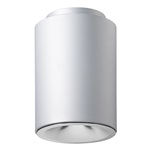 Juno LC8S 13LM 40K MVOLT S G4 80CRI EZ1 BR Indy 8" Round Cylinder Surface Mount L-Series Housing, 1300 Lumens, 4000K Color Temperature, 120-277V, Silver Cylinder, Gen 4, 80 CRI, Linear Dimming to 1% Min, Emergency Battery Pack