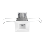 Juno Recessed Lighting MDSLWG2-3K-NFL-WH 2-1/4" Mini LED Square Downlight Wet Location 3000K Narrow Flood Beam Spread, White Finish