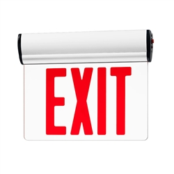 Juno Lighting NXESBA1RWH Surface Mount Edge-Lit LED Exit Sign with Battery Backup, Single face Clear Background, Red Letters, White