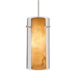 Juno Lighting P160MLG-STN-STO (DPEND ML P160 STO 72IN G9HAL SNC SNA) Tubular Inner Glass Line Voltage Decorative Pendant for Monoline, 120V 40W G9 Halogen, Satin Nickel Fixture, Stone Shade