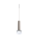 Juno TLPL1783SNFRTSL Trac 12 Decorative LED Mini-Pendant 6W 12V, Cylinder Pendant with 78" Cord, 3000K Color Temperature, Satin Nickel Body, Silver Adapter with Frost Glass