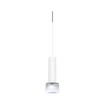 Juno TLPL1783WHFRTWH Trac 12 Decorative LED Mini-Pendant 6W 12V, Cylinder Pendant with 78" Cord, 3000K Color Temperature, White Body, White Adapter with Frost Glass