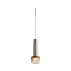 Juno TQJPL1782SNAMBSTN Trac-Master Decorative LED Mini-Pendant 6W 12V, Cylinder Pendant with 78 inch Cord, 2700K Color Temperature, Satin Nickel Pendant Body, Amber Glass, Satin Nickel Adapter