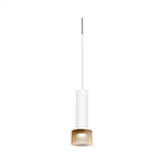 Juno TQJPL1782WHAMBWH Trac-Master Decorative LED Mini-Pendant 6W 12V, Cylinder Pendant with 78 inch Cord, 2700K Color Temperature, White Pendant Body, Amber Glass, White Adapter