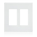 Lutron LFGR-2-CWH Designer Glass Wallplate 2 Gang in Clear Glass with White Paint