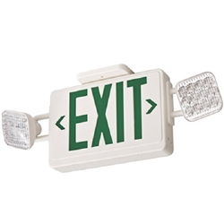 Lithonia ECG LED HO M6 LED Emergency Light Exit Sign Combo White Thermoplastic 2-Lamp Single Face Green Letters Battery Backup