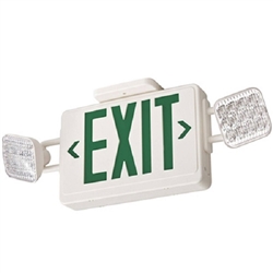 Lithonia ECG LED M6 LED Emergency Light Exit Sign Combo White Thermoplastic 2-Lamp Single Face Green Letters Battery Backup