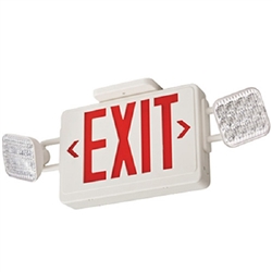 Lithonia ECR LED HO M6 LED Emergency Light Exit Sign Combo White Thermoplastic 2-Lamp Single Face Red Letters Battery Backup