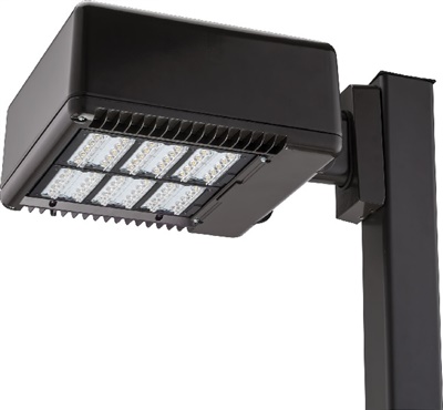 Lithonia KAD LED 20C 530 30K R2 MVOLT SPUMBAK04 DBLXD 35W LED Contour Soft Square Area Light, 20 LEDs, 530mA, 3000K, Type II Distribution, 120-277V, 4" Arm Square Area Light Pole Adaptor, Black