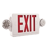 Lithonia LHQM LED R M6 LED Emergency Light Exit Sign Combo White Thermoplastic 2-Lamp Single Face Quantum Red Letters Battery Backup