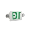 Lithonia LHQM LED G HO R0 M6 LED Emergency Light Exit Sign Combo White Thermoplastic 2-Lamp Single Face Quantum Green Letters Battery Backup, Less Lamp Heads