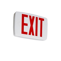 Lithonia LQM S W 3 R 120/277 EL N SD M6 Quantum LED Exit Sign, Stencil Face Type, White Housing, 3 Single Faces, Red Letter, Dual Voltage 120-277V, Nickel Cadmium Battery, Self Diagnostics