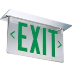 Lithonia LRP 2 GMR DA 120/277 EL N PNL LED Edge Lit Exit Sign, Brushed Aluminum Housing, Double Face, Green on Mirror Letters, Double Face Directional Indicators, 120/277V, Ni-Cd Battery, Ceiling or Back Mount, Complete Exit Panel