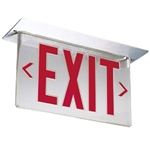 Lithonia LRP 2 RMR 120/277 Edge Lit LED Exit Sign, Brushed Aluminum, Double Face, Red on Mirror, 120-277V