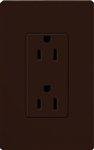 Lutron CAR-15-BR Claro 15A Duplex Receptacle, Not Tamper Resistant, in Brown