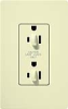 Lutron CAR-15-DDTR-AL Claro Tamper Resistant 15A Duplex Receptacle for Dimming Use in Almond