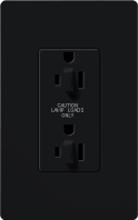 Lutron CAR-15-DDTR-BL Claro Tamper Resistant 15A Duplex Receptacle for Dimming Use in Black