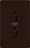 Lutron CAR-15-DDTR-BR Claro Tamper Resistant 15A Duplex Receptacle for Dimming Use in Brown