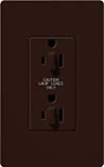 Lutron CAR-15-DDTR-BR Claro Tamper Resistant 15A Duplex Receptacle for Dimming Use in Brown