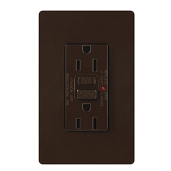 Lutron CAR-15-GFST-BR Claro Self-Testing Tamper Resistant 15A GFCI Receptacle, in Brown
