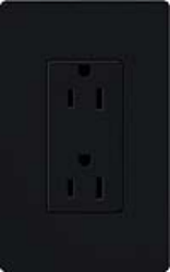 Lutron CAR-15H-BL Claro 15A Duplex Receptacle, Not Tamper Resistant, in Black