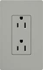 Lutron CAR-15H-GR Claro 15A Duplex Receptacle, Not Tamper Resistant, in Gray