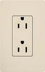 Lutron CAR-15H-LA Claro 15A Duplex Receptacle, Not Tamper Resistant, in Light Almond