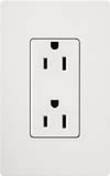 Lutron CAR-15H-WH Claro 15A Duplex Receptacle, Not Tamper Resistant, in White