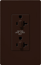 Lutron CAR-20-DDTR-BR Claro Tamper Resistant 20A Duplex Receptacle for Dimming Use in Brown
