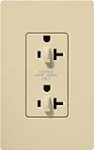 Lutron CAR-20-DDTR-IV Claro Tamper Resistant 20A Duplex Receptacle for Dimming Use in Ivory