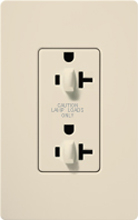 Lutron CAR-20-DDTR-LA Claro Tamper Resistant 20A Duplex Receptacle for Dimming Use in Light Almond