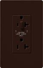Lutron CAR-20-HDTR-BR Claro Tamper Resistant 20A Split Duplex Receptacle Half for Dimming Use in Brown