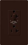 Lutron CAR-20-HDTR-BR Claro Tamper Resistant 20A Split Duplex Receptacle Half for Dimming Use in Brown