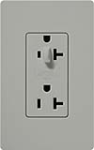 Lutron CAR-20-HDTR-GR Claro Tamper Resistant 20A Split Duplex Receptacle Half for Dimming Use in Gray