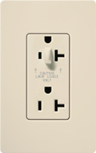 Lutron CAR-20-HDTR-LA Claro Tamper Resistant 20A Split Duplex Receptacle Half for Dimming Use in Light Almond