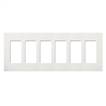 Lutron CW-6-WH Claro Screwless Wallplate 6 Gang in White