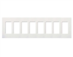 Lutron CW-8-WH (NT-R3R3R3R3R3R3R3R3-FB-WH) Nova T Screwless 8 Gang Wallplate Decora Opening, Fins Broken, in White, Matte Finish