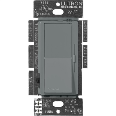 Lutron DVSCFSQ-F-SL Diva 120V / 1.5A Single Pole / 3-Way Fan Speed Control in Slate