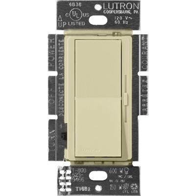 Lutron DVSCLV-600P-SA Diva Satin 600VA, 500W Magnetic Low Voltage Single Pole Dimmer in Sage