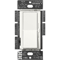 Lutron DVSCSTV-GL Diva Satin 0-10V Control Single Pole/3-Way Preset Dimmer, 50mA Sink, 8A Load in Glacier White