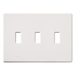 Lutron FG-3-WH Fassada 3-Gang Wallplate, Traditional Opening, Gloss Finish in White