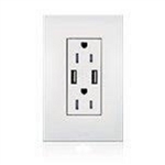 Lutron LTR-15-UBTR-CBL New Architectural 15A Tamper Resistant USB Receptacle, Wallplate Not Included, in Clear Black Glass