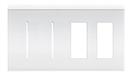 Lutron LWT-GGTT-CWH New Architectural Wallplate 4 Gang, Grafik T and New Architectural Opening, in Clear White Glass