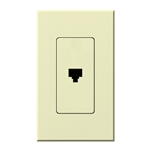 Lutron NT-PJ-AL Nova T, Single Telephone Jack, 6-Conductor, RJ11 in Almond, Matte Finish