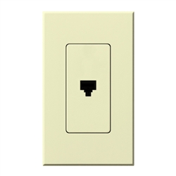 Lutron NT-PJ-AL Nova T, Single Telephone Jack, 6-Conductor, RJ11 in Almond, Matte Finish