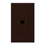 Lutron NT-PJ-BR Nova T, Single Telephone Jack, 6-Conductor, RJ11 in Brown, Matte Finish