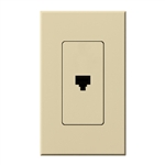 Lutron NT-PJ-IV Nova T, Single Telephone Jack, 6-Conductor, RJ11 in Ivory, Matte Finish