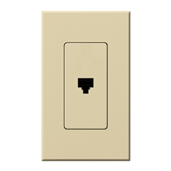 Lutron NT-PJ-IV Nova T, Single Telephone Jack, 6-Conductor, RJ11 in Ivory, Matte Finish